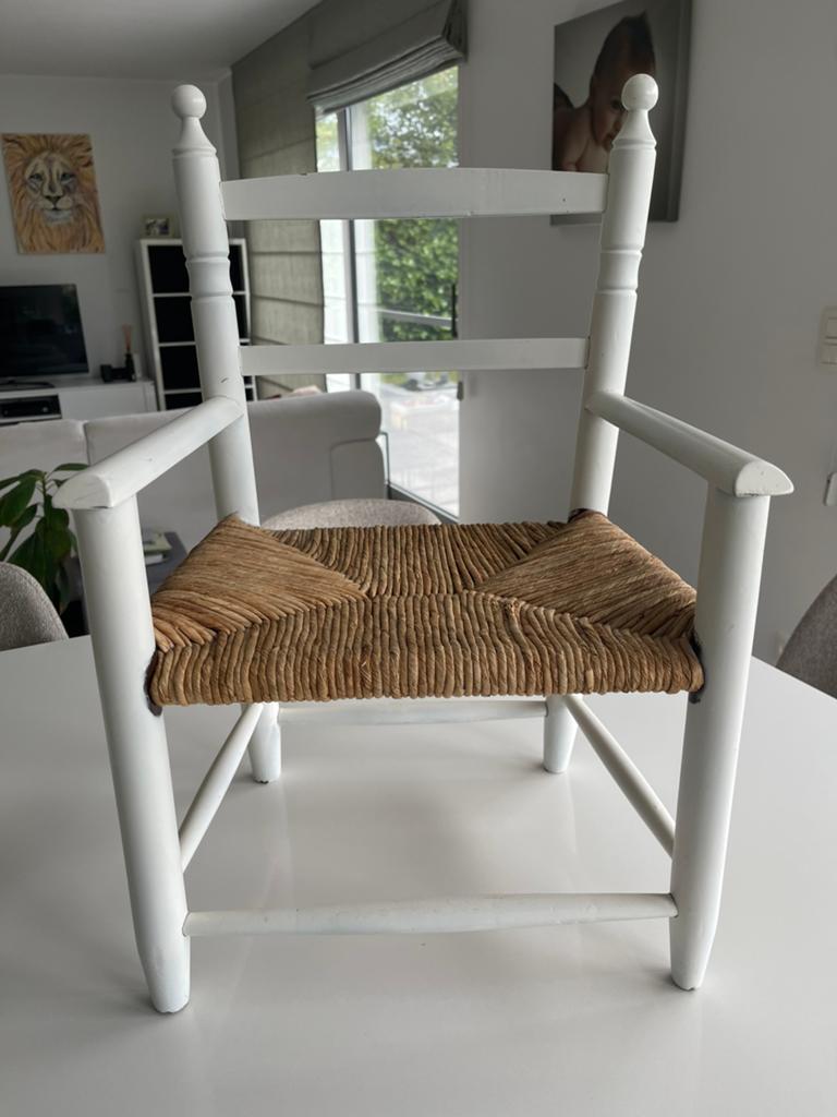 Vintage kinderstoel - hout met rieten zitvlak, Ophalen, Gebruikt, Stoel(en)