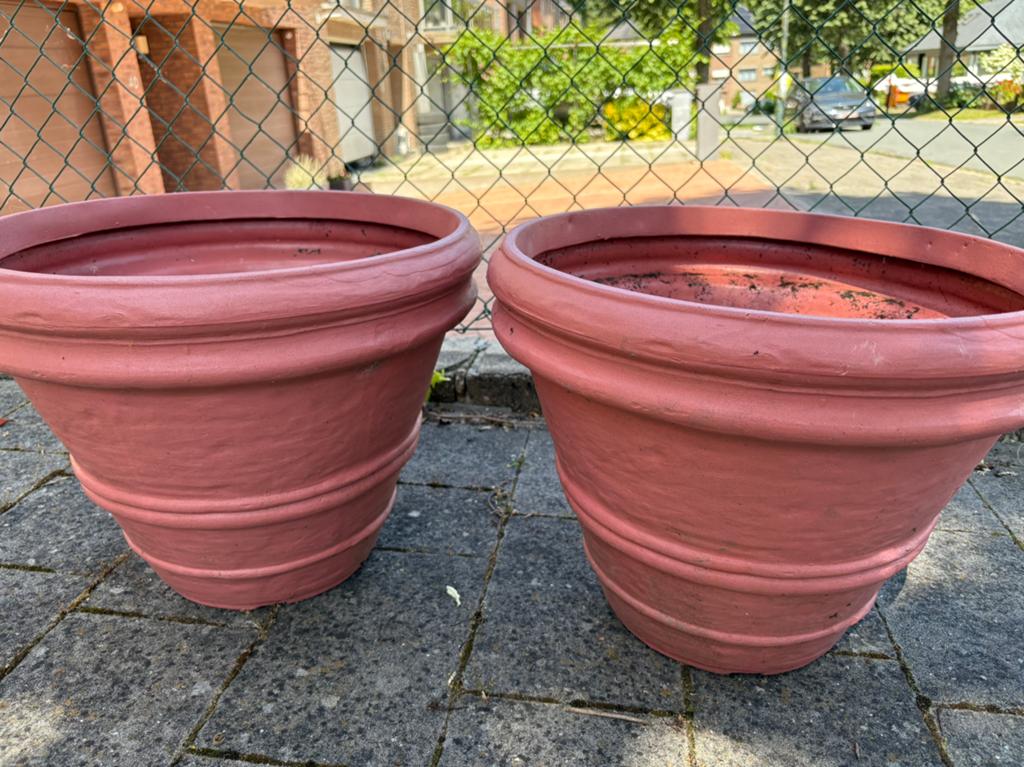 Bloempotten 2x in PVC, Tuin en Terras, Bloempotten, Ophalen, Gebruikt, Overige vormen, Kunststof