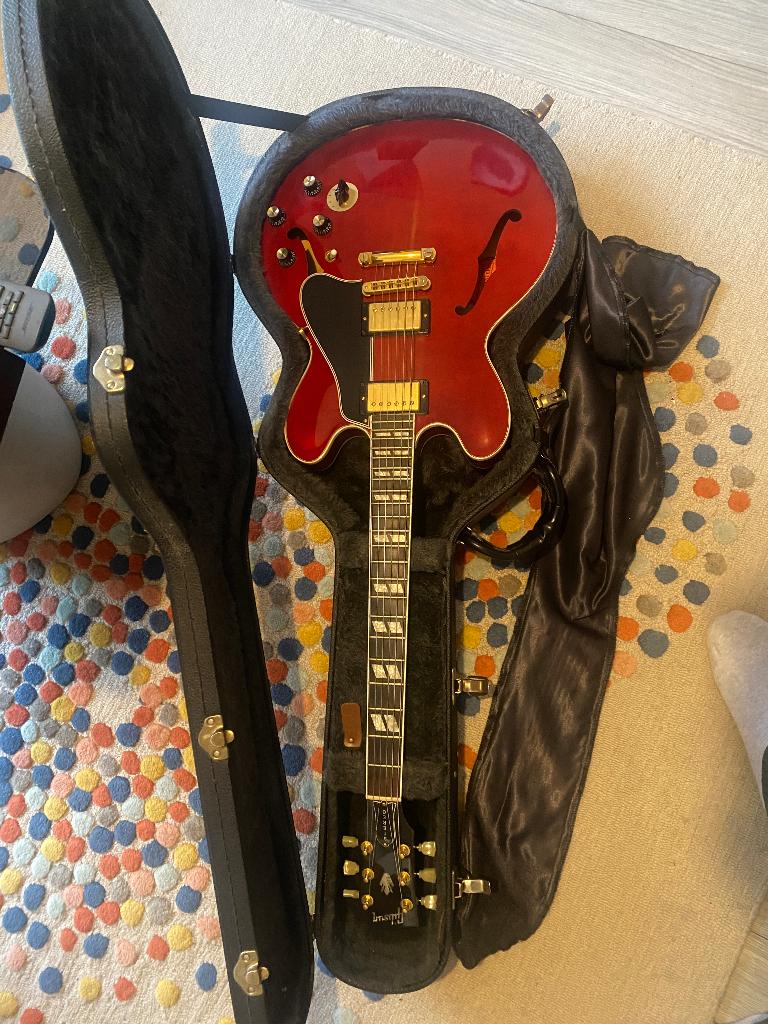 Gibson ES-345 Cherry heruitgave 2012 + hoesje, Muziek en Instrumenten, Snaarinstrumenten | Gitaren | Elektrisch, Ophalen, Gebruikt