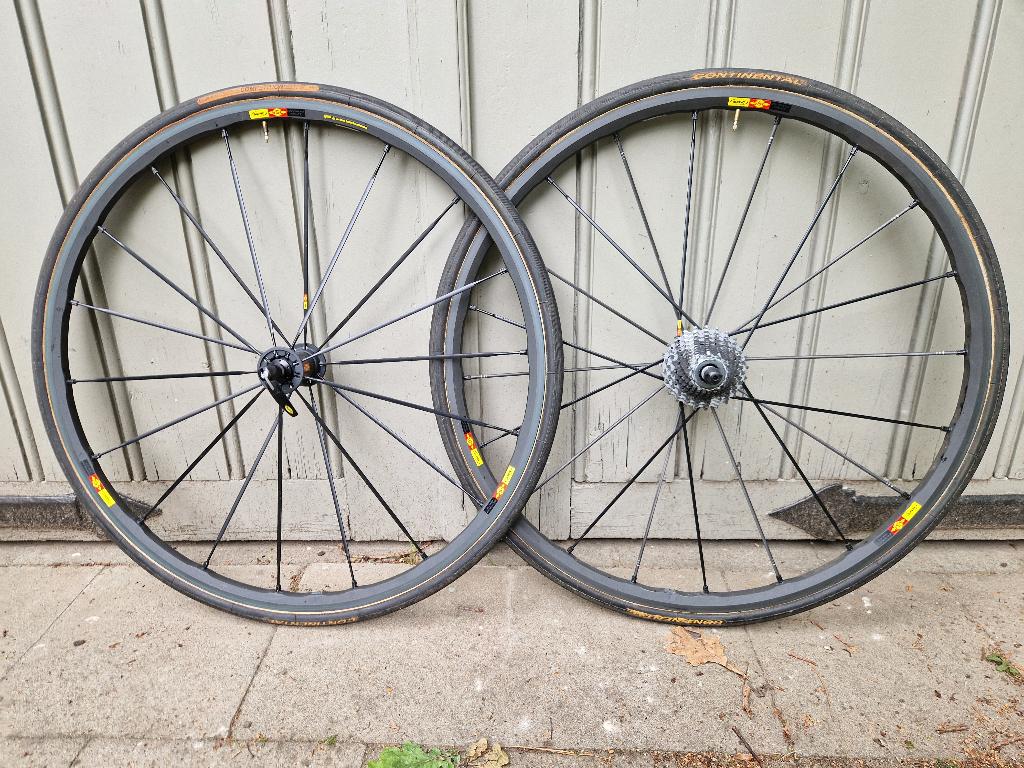 Roues de course, 28", freins sur jantes, Mavic Ksyrium SLR, Racefiets, Enlèvement, Utilisé, Aluminium