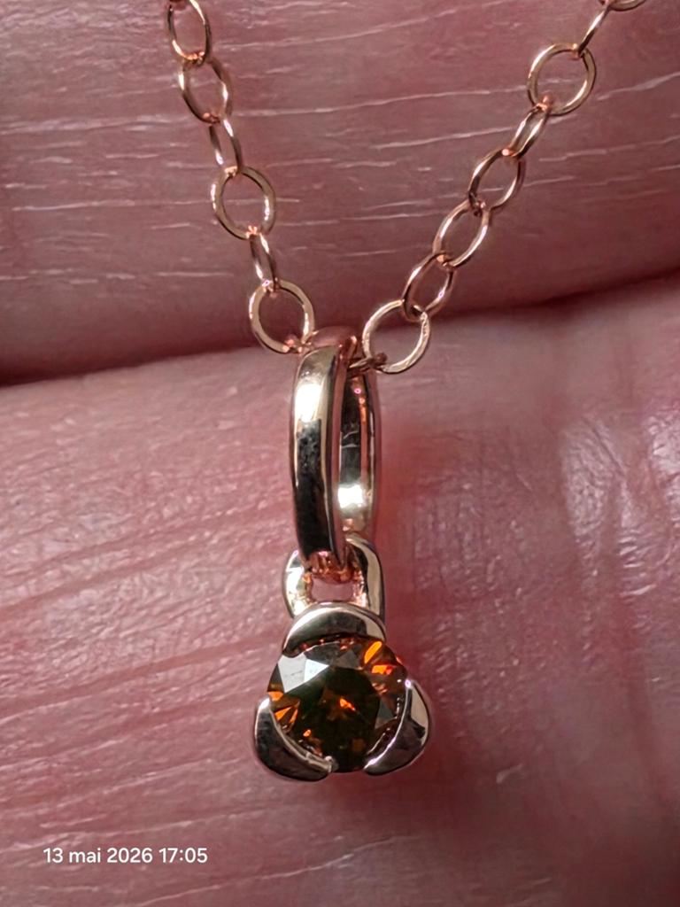 Vergulde sterling zilveren hanger met rode diamant, Ophalen, Nieuw, Met edelsteen, Rood