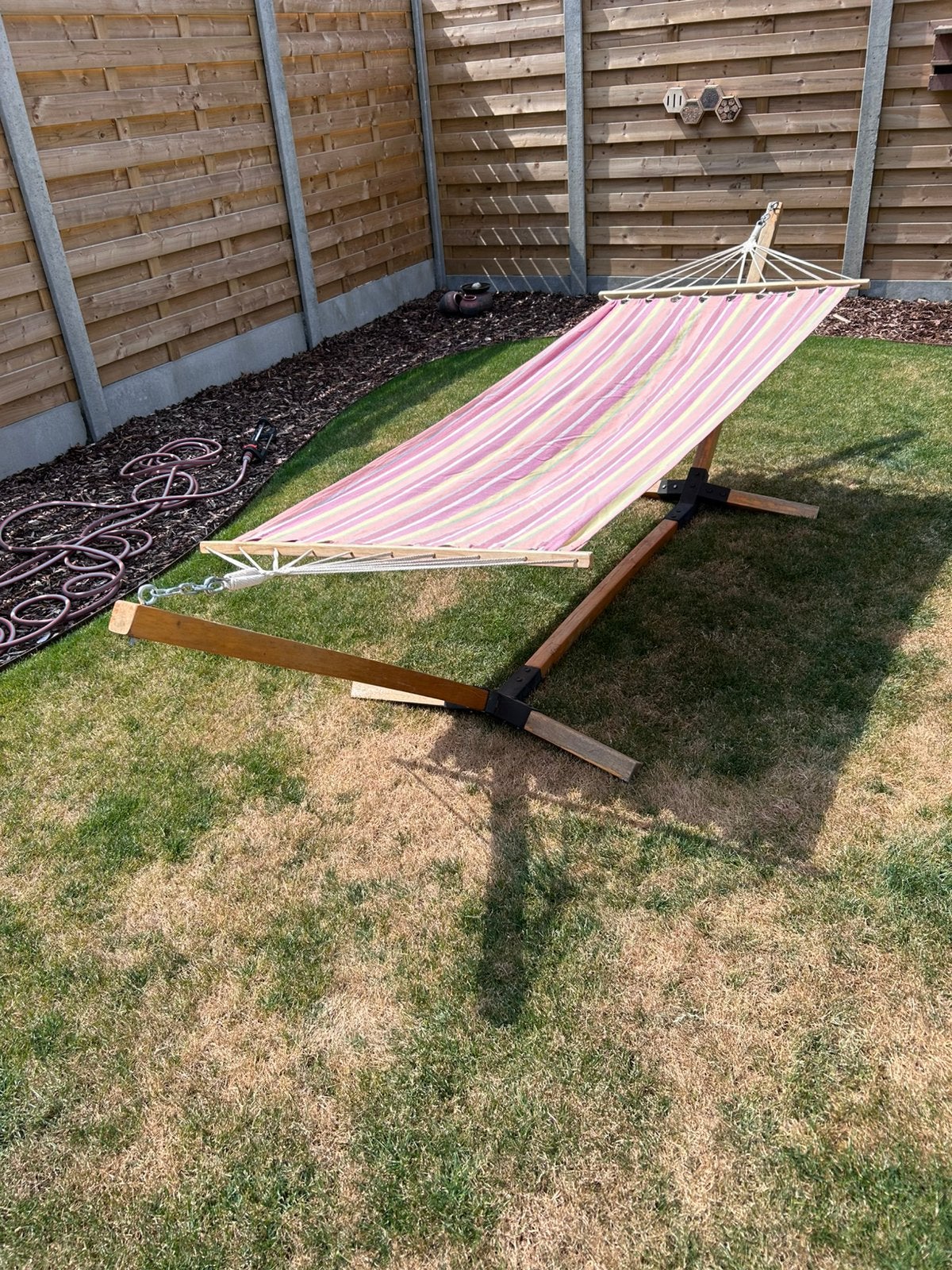 Hangmat met houten standaard - Feel Furniture, Tuin en Terras, Ophalen, Gebruikt, Met standaard, Eenpersoons