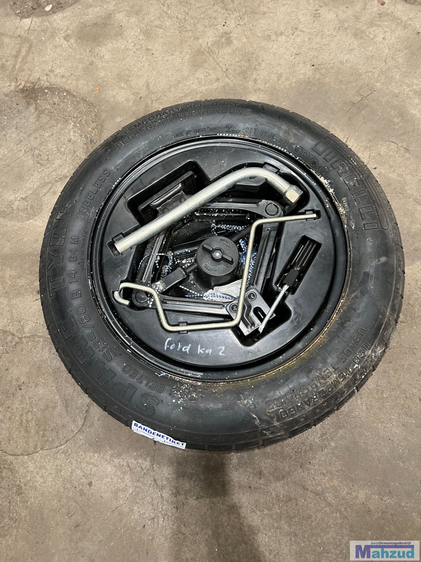 FORD KA 2 Thuiskomer krikset 4x98 58.1 14 inch reservewiel, Auto-onderdelen, Banden en Velgen, Gebruikt, Info@ford.com, Band(en)
