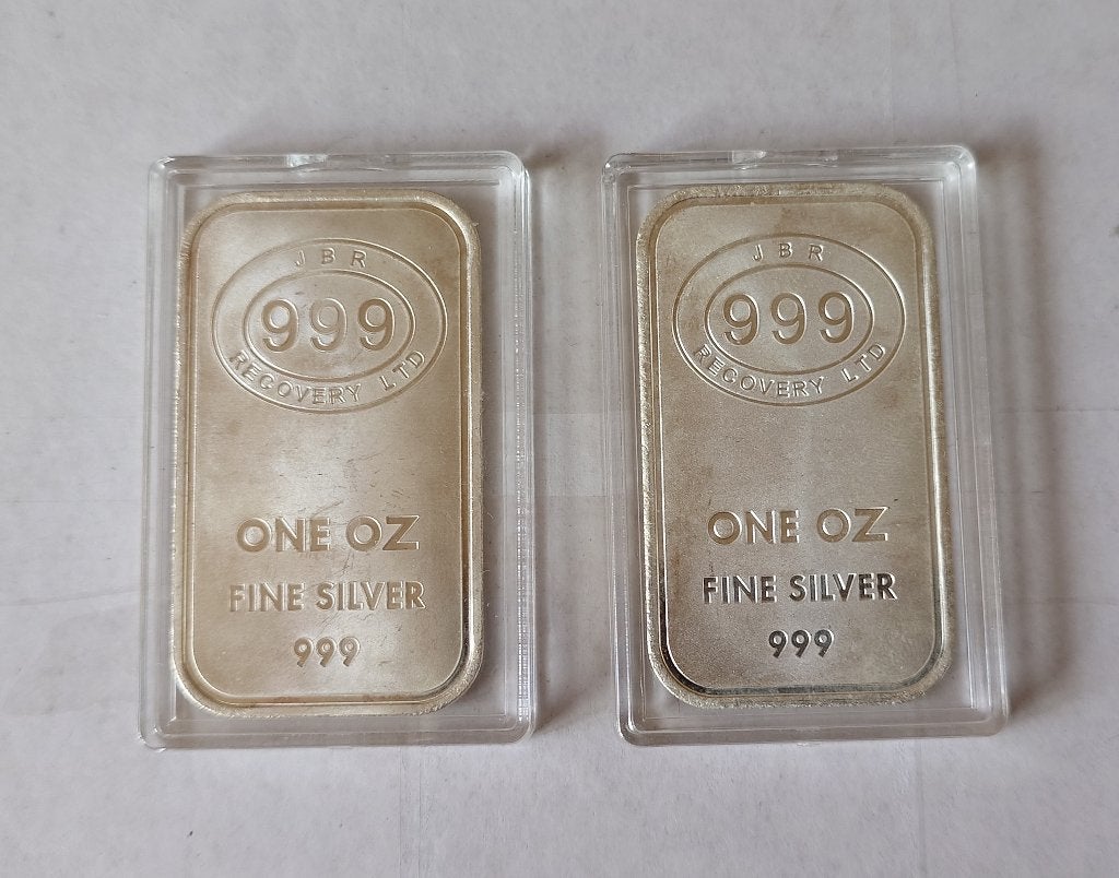 2x 1oz JBR RECOVERY LTD Zilver Baren, Timbres & Monnaies, Envoi, Argent