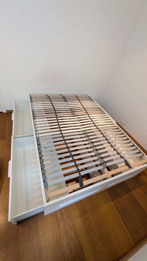 BRIMNES cadre de lit + sommier, Enlèvement, 200 cm, Blanc, Deux personnes