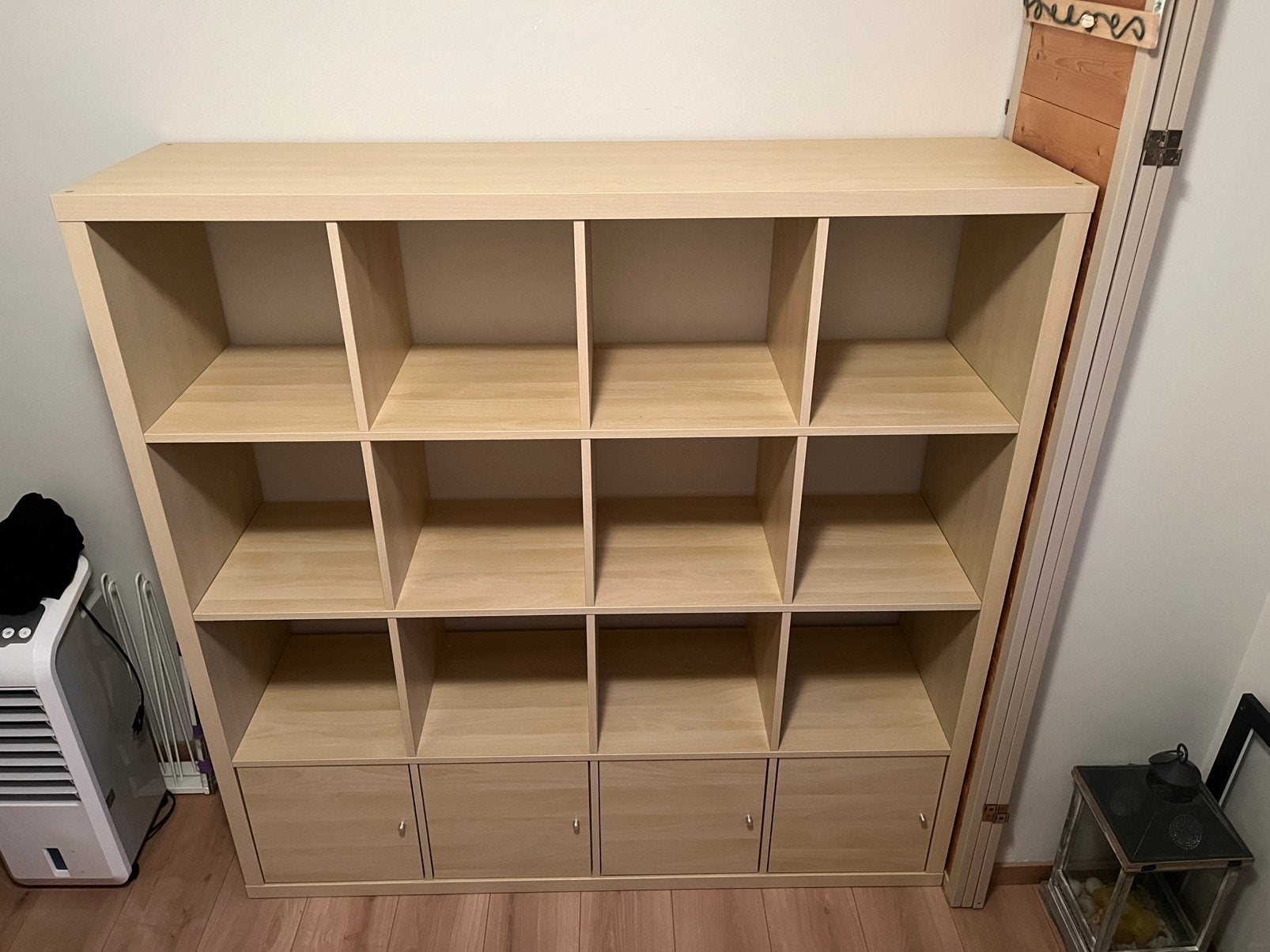 Kallax 4x4 met 4 kastjes, 25 à 50 cm, Avec porte(s), Moins de 150 cm, Comme neuf