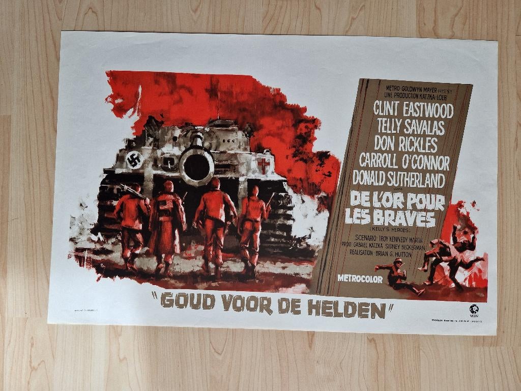 filmaffiche Clint Eastwood Kelly's Heroes 1970 filmposter, Enlèvement ou Envoi, Rectangulaire horizontal, A1 jusqu'à A3, Comme neuf