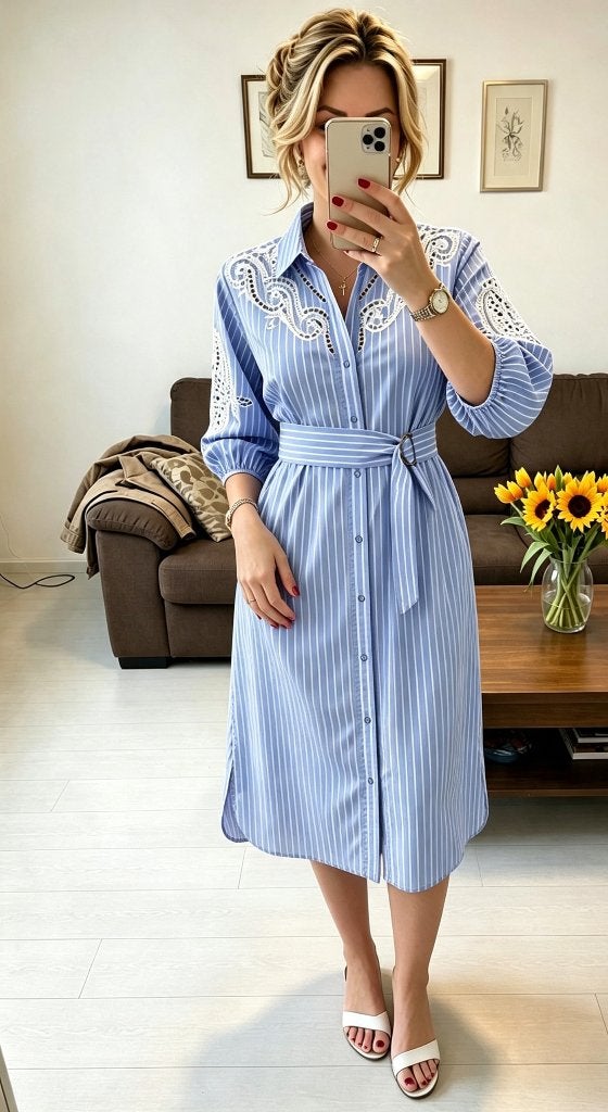 Jurk van K-Design met borduursel maat xl, Kleding | Dames, K-design, Maat 46/48 (XL) of groter, Zo goed als nieuw, Onder de knie