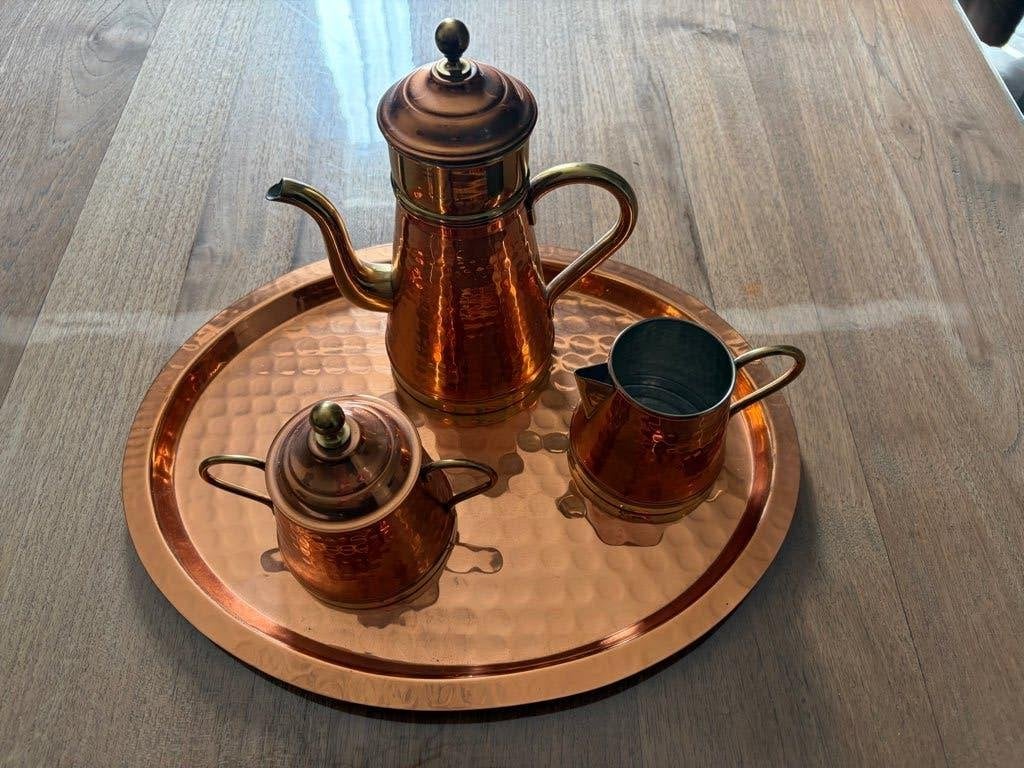 koper thee/koffie set, Antiek en Kunst, Ophalen of Verzenden, Koper
