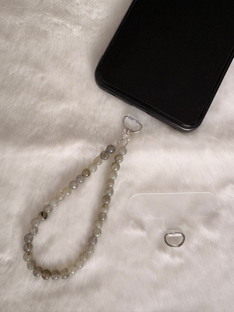 Cordon téléphonique en labradorite - Classique - 6 mm- 22 cm, Envoi, Neuf, Support de téléphone ou Accessoire, Sony Ericsson