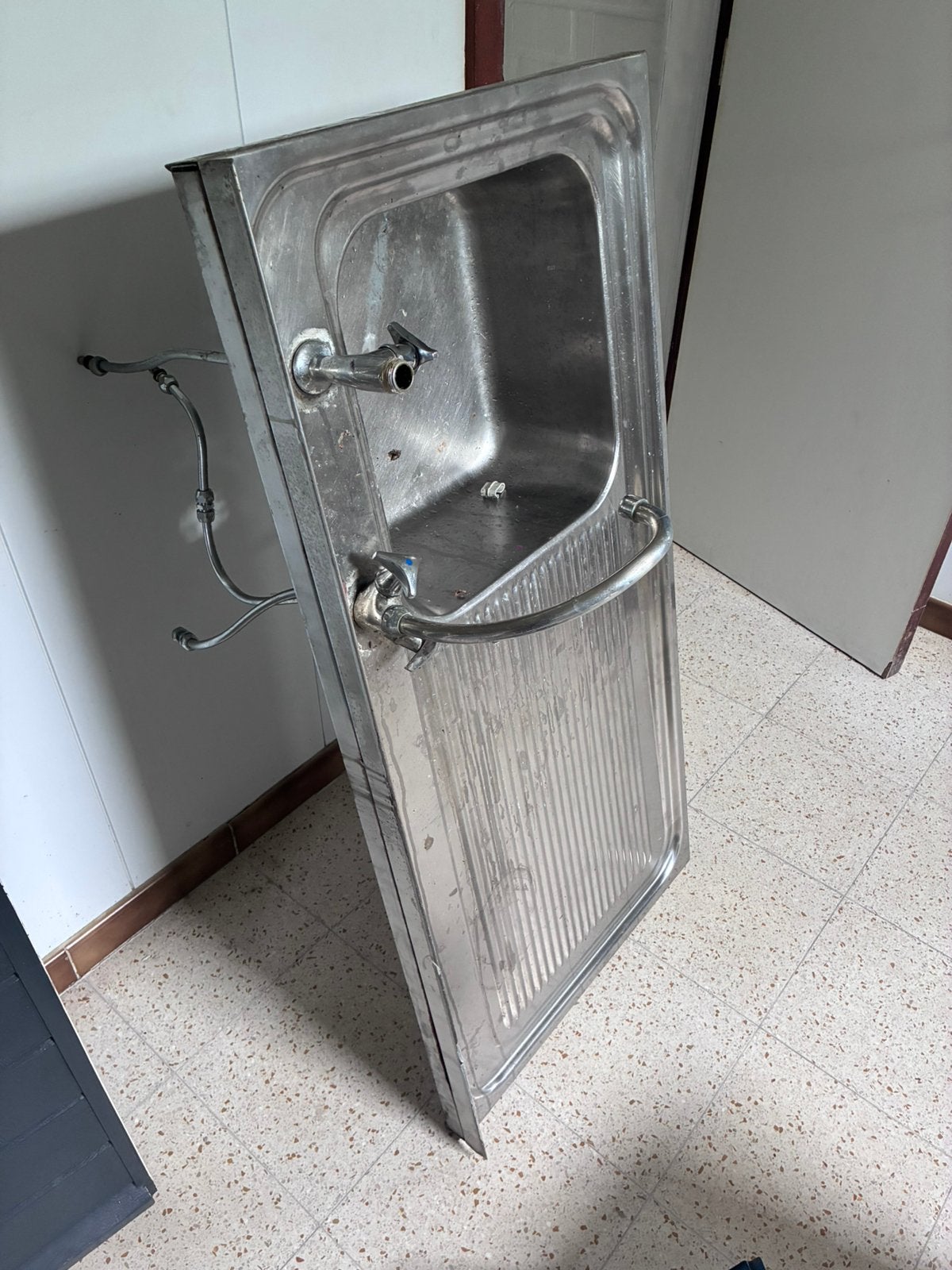 Gootsteen inox 120x60 cm - met kraan, Enlèvement, Comme neuf