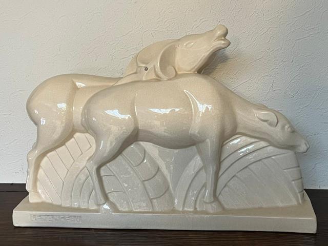 Antilopen, witte craquelé, Lemanceau, Art deco, Ophalen