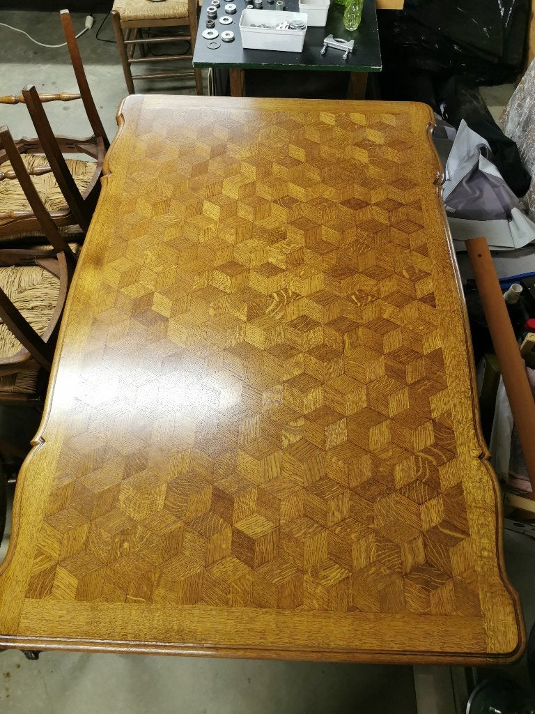 eiken eettafel + 6 stoelen, Huis en Inrichting, Tafels | Eettafels, Ophalen, Eik rustiek, Eikenhout, 200 cm of meer