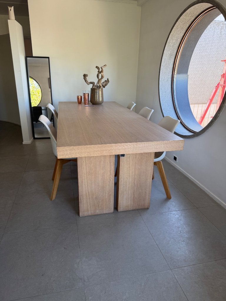 Degelijke houten eettafel, Huis en Inrichting, Tafels | Eettafels, Ophalen, Gebruikt, Eikenhout, 200 cm of meer