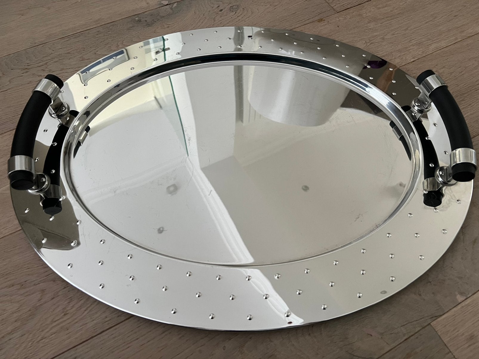 Alessi MG09 ovalen dienblad met handvaten, Huis en Inrichting, Met handvatten, Gebruikt, Ophalen of Verzenden, Metaal