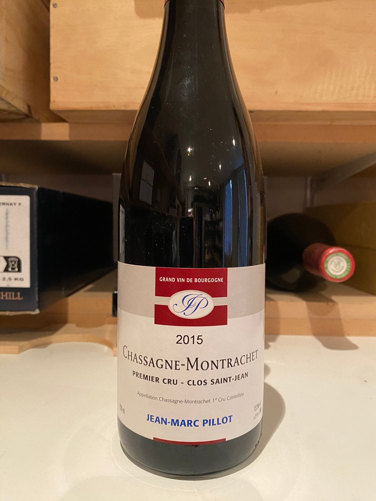 Chassagne Montrachet Premier Cru 2015, Ophalen of Verzenden, Zo goed als nieuw, Rode wijn