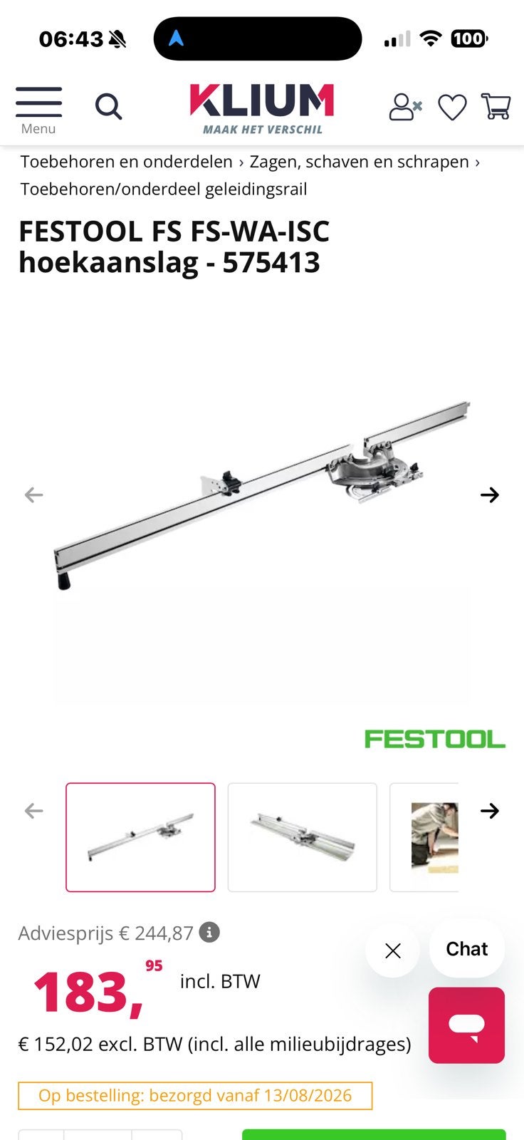 Festool FS-WA-ISC ISOLATIE HOEKAANSLAG/NIEUW !!, Doe-het-zelf en Bouw, Ophalen, Nieuw
