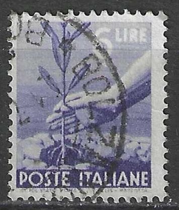 Italie 1945/1948 - Yvert 494 - Olijfboom planten  6 l.  (ST), Verzenden, Gestempeld