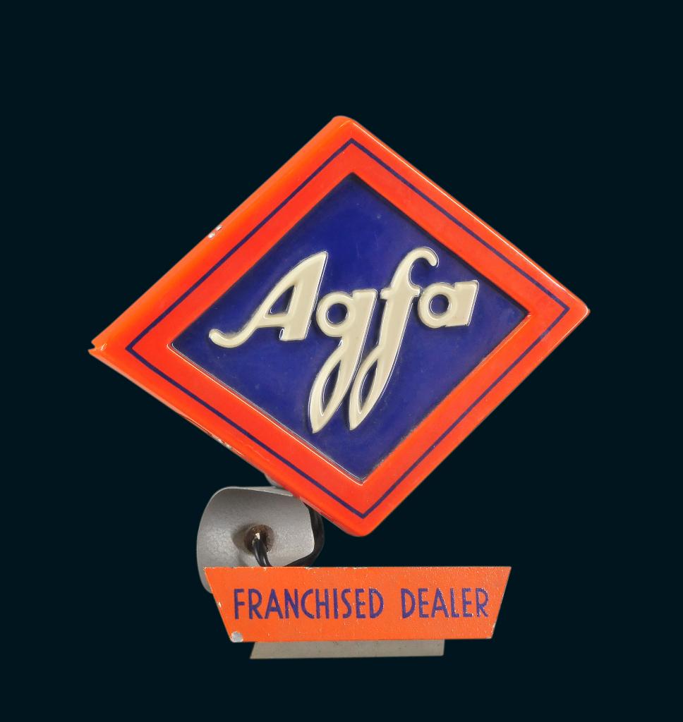 Agfa Franchised dealer maakt reclame 1960  PLV Gevaert, Verzenden, Zo goed als nieuw, Reclamebord