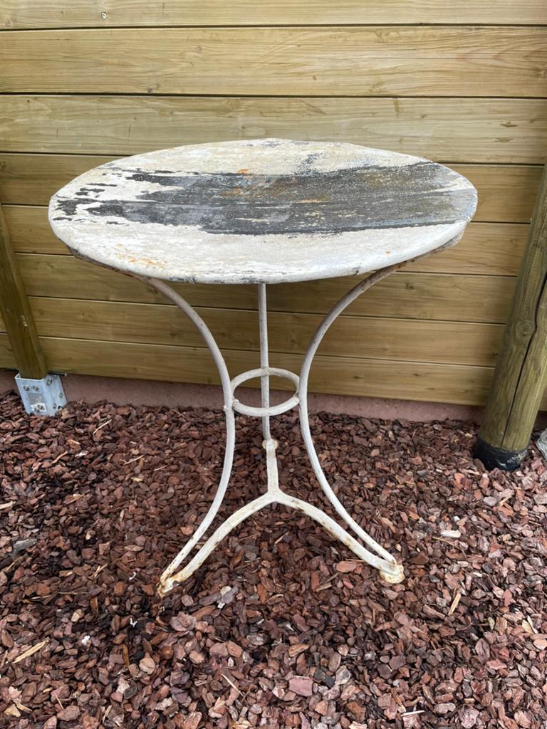 Antiek terrastafeltje tuintafel metaal, Ophalen, Gebruikt, Rond, Metaal