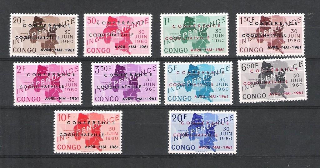 Republiek Congo1961 Opdruk 'Conférence Coquilhatville' **, Ophalen of Verzenden, Overige landen, Postfris