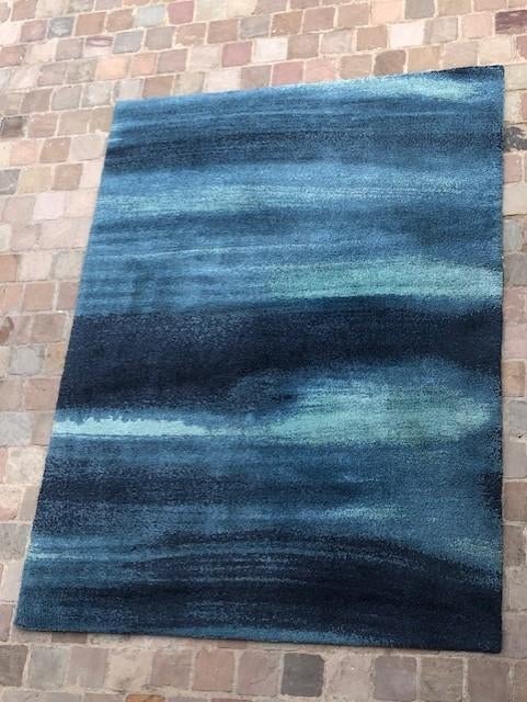 Tapis ton bleu dégradé 170x240cm, Ophalen, Gebruikt, Blauw, 150 tot 200 cm