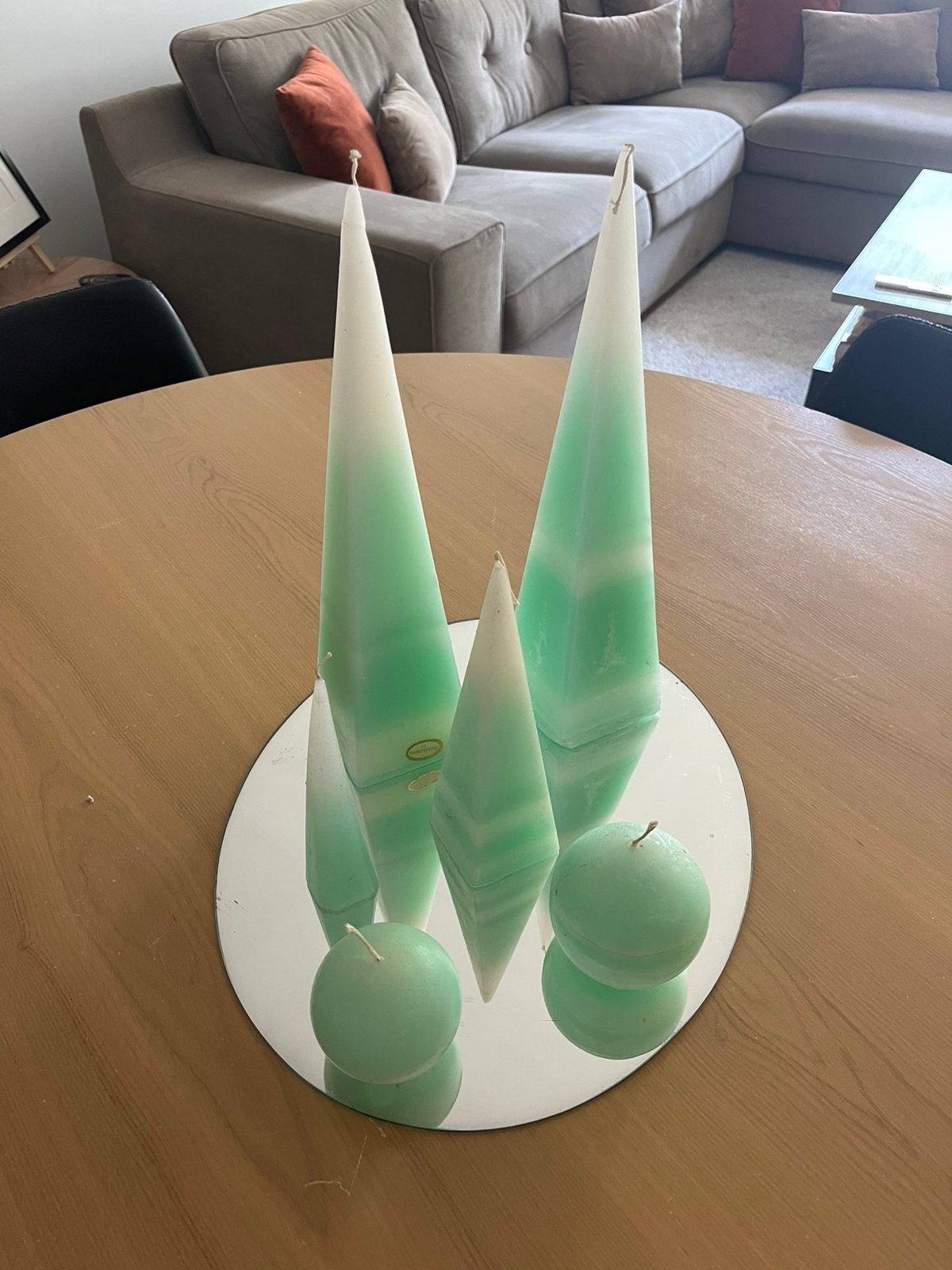 Set decoratieve designkaarsen F.R. Handwerk – mintgroen/wit, Huis en Inrichting, Woonaccessoires | Kandelaars en Kaarsen, Ophalen