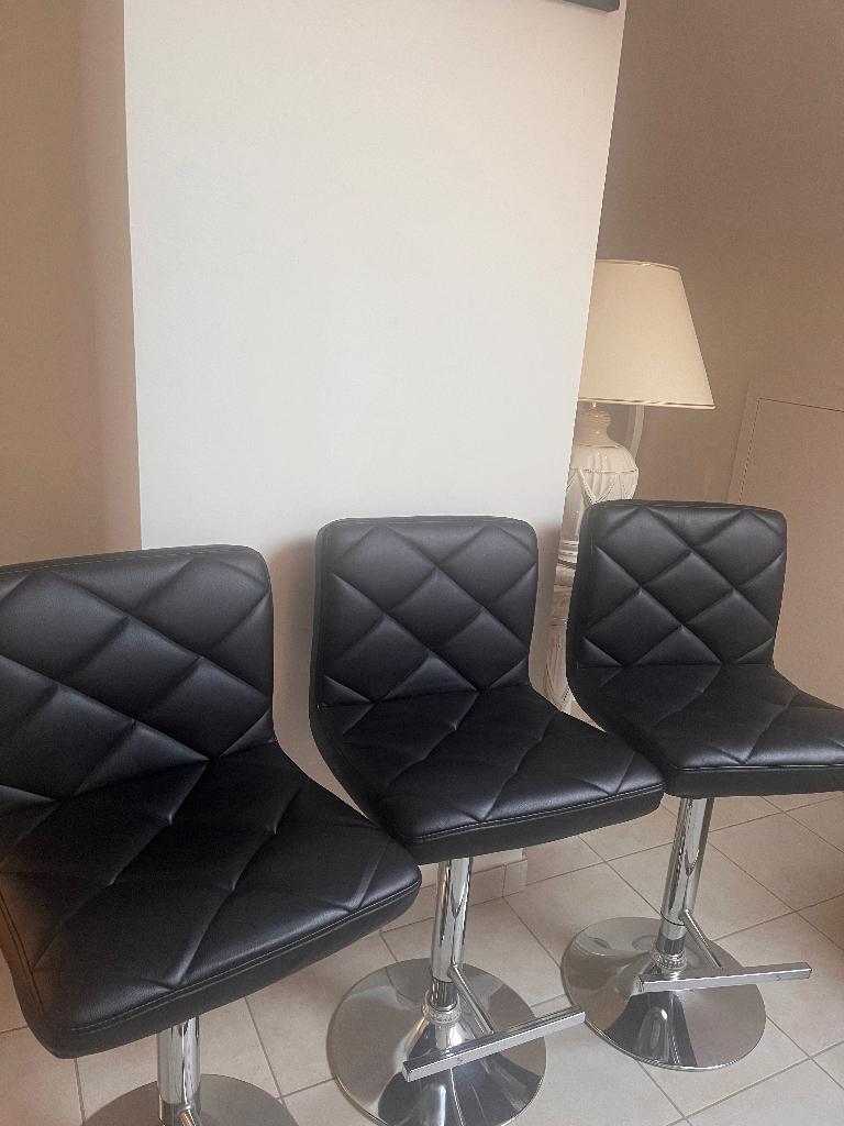 tabourets de bar, 3 tabourets, Comme neuf, Métal, 60 à 90 cm