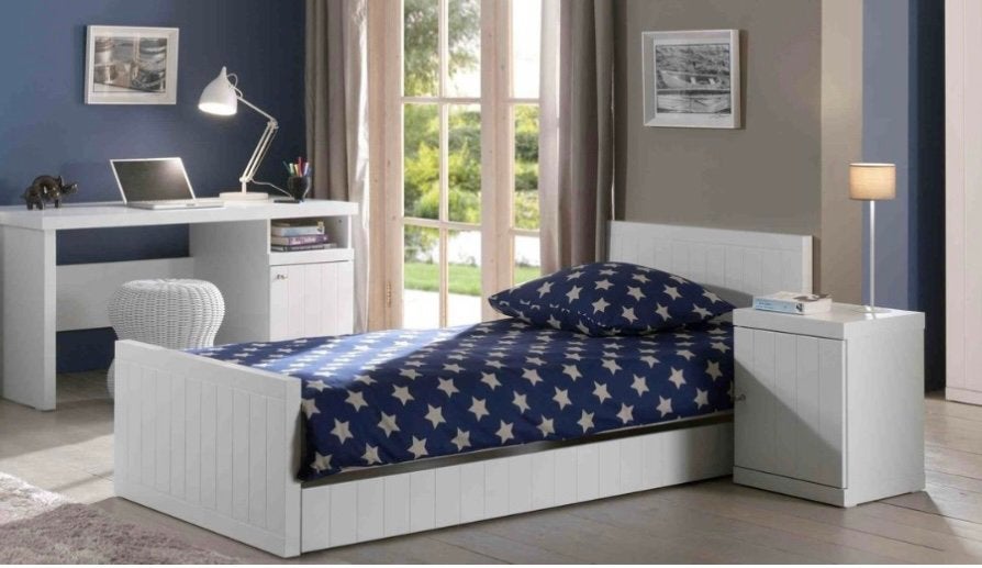 Bed met bedlade 90*200 wit gelakt, Kinderen en Baby's, Ophalen, 85 tot 100 cm, Zo goed als nieuw, Lattenbodem