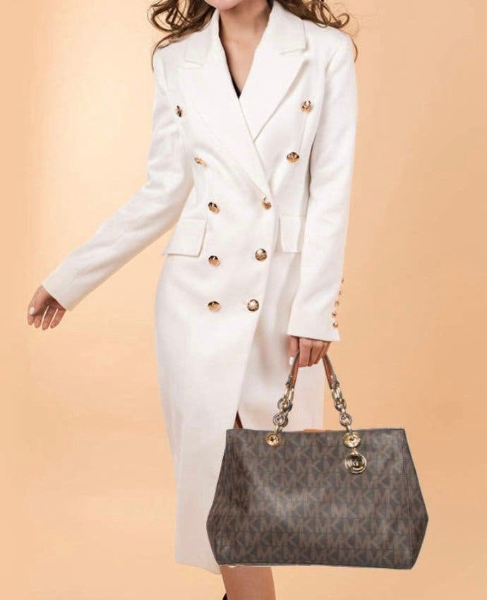 Michael Kors monogram brown handtas, Ophalen, Gebruikt, Bruin, Handtas