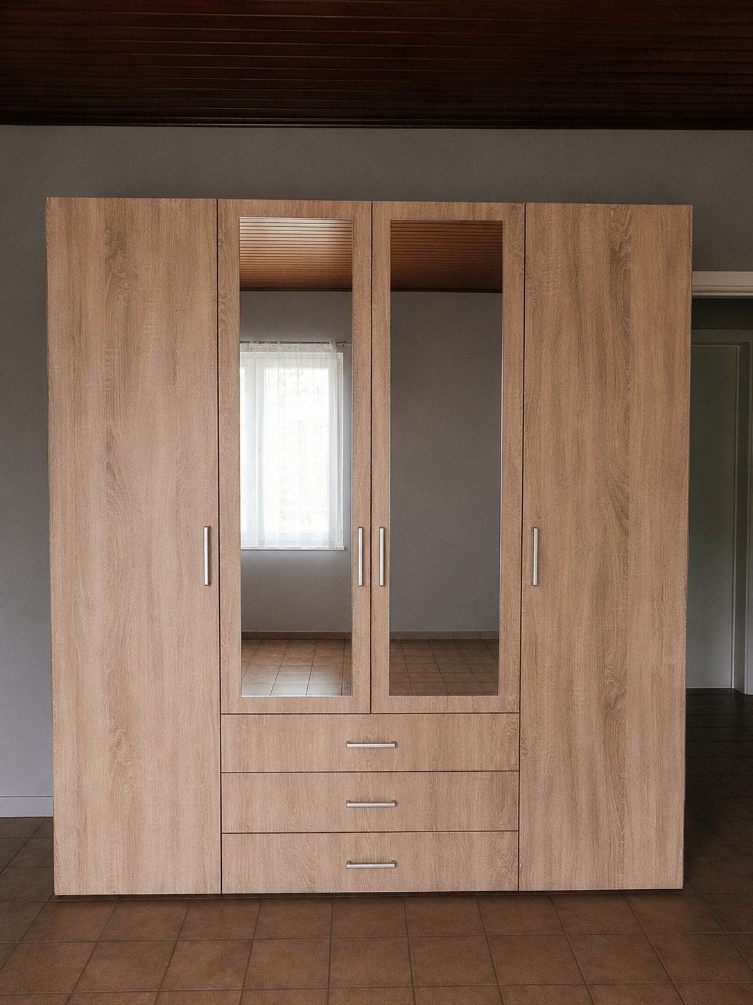 Grote kleerkast 200 cm met spiegels – veel opbergruimte, Gebruikt, 200 cm of meer, 200 cm of meer, Modern