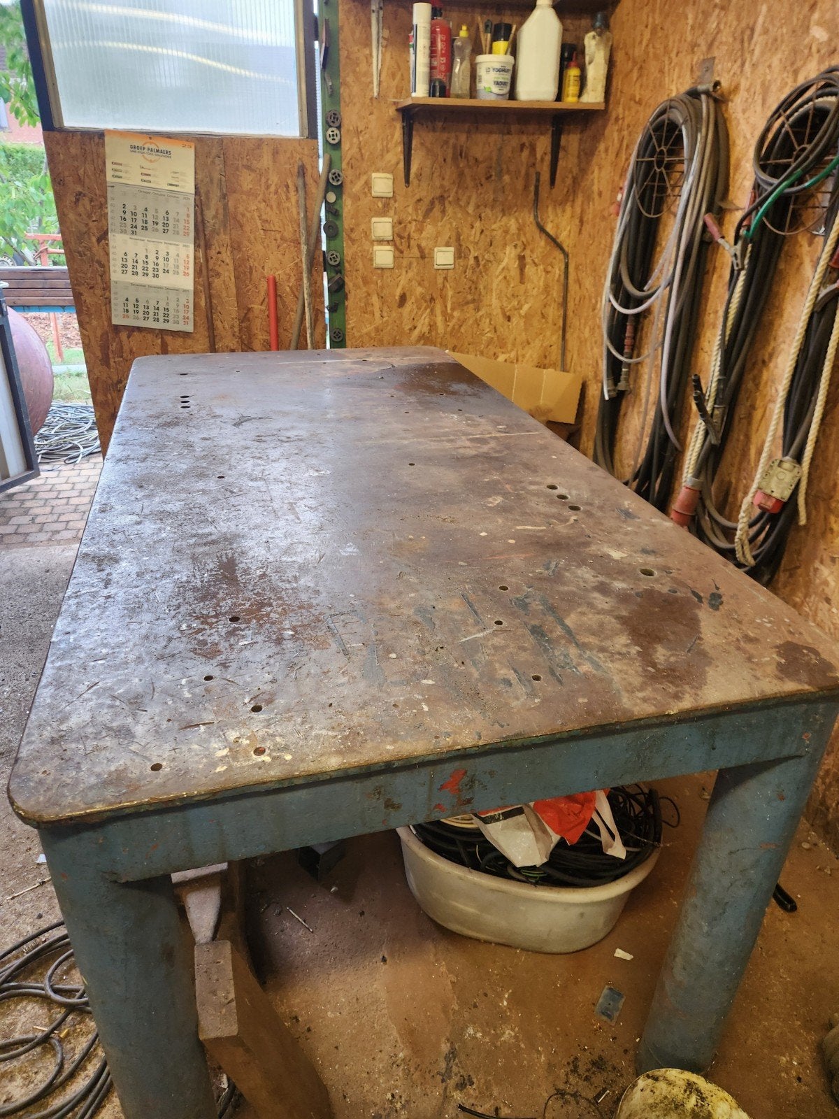 metalen werktafel, Ophalen
