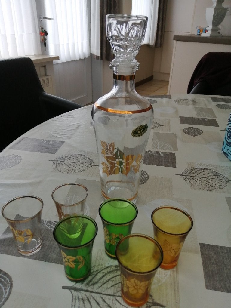 NIEUW " LIKEURSET , karaf + 6 glaasjes in originele doos, Antiek en Kunst, Ophalen of Verzenden