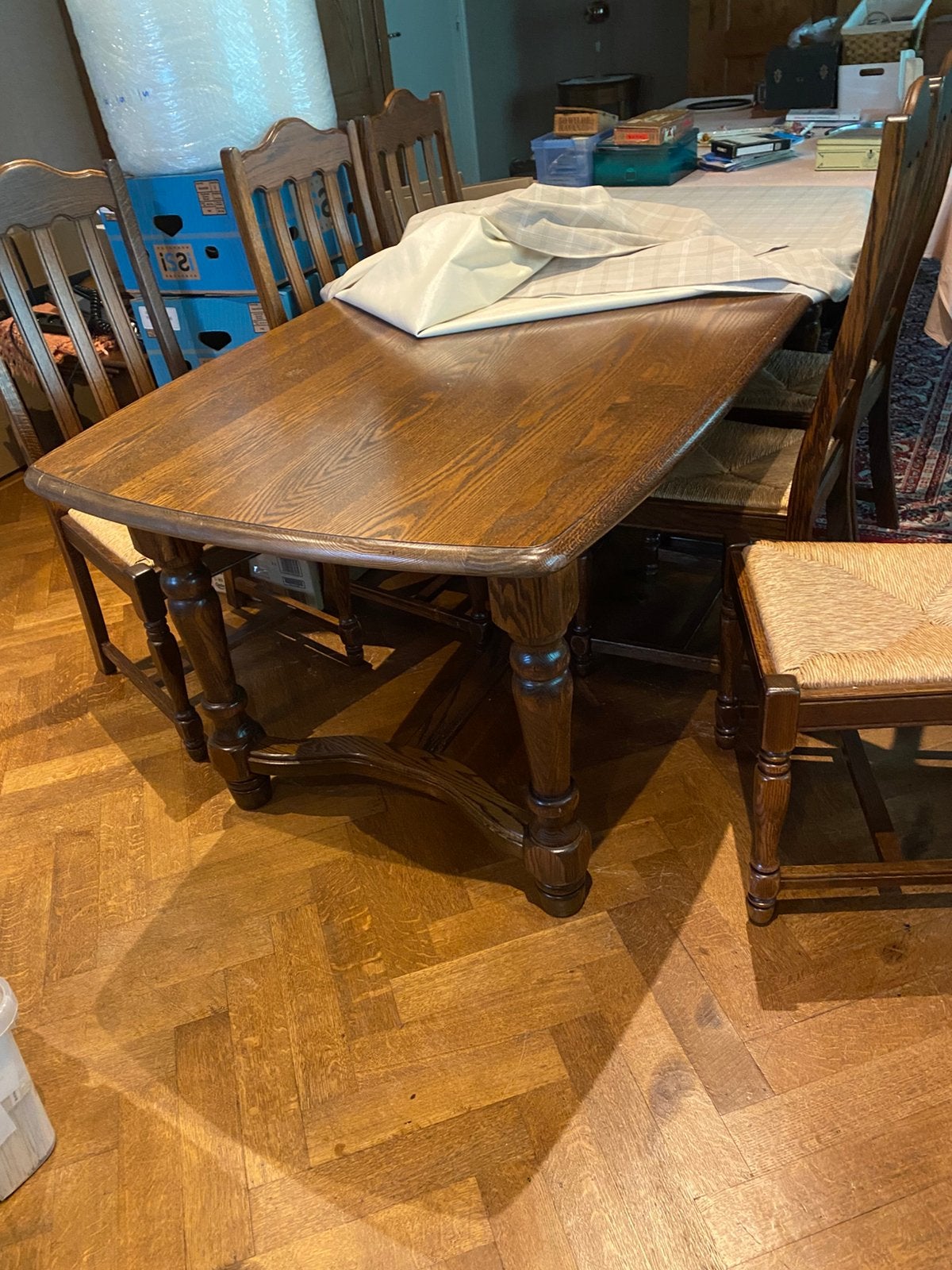 Eiken tagel en 6 stoelen, Antiek en Kunst, Ophalen