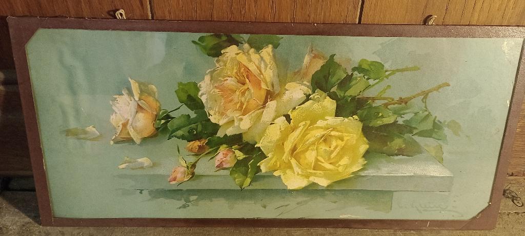 Chromolithografie, stilleven, Catherine Klein, 38x17, n365, Antiek en Kunst, Kunst | Etsen en Gravures, Ophalen of Verzenden