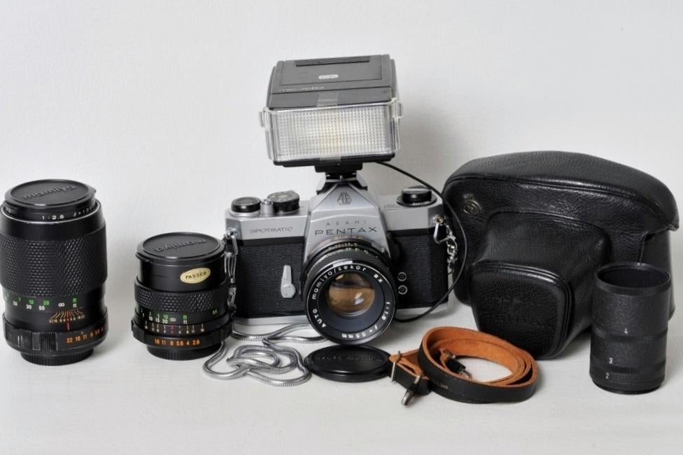 Pentax SP 1000 + 35 mm + 55 mm + 135 mm + flash etc..., Enlèvement ou Envoi, Utilisé, Pentax