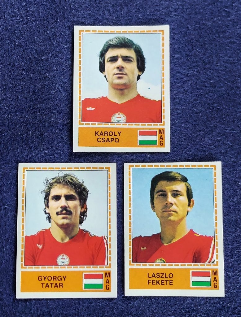 3 versch. Panini stickers voetbal ' EK Euro 1980 - Hongarije, Ophalen of Verzenden, Nieuw, Meerdere stickers