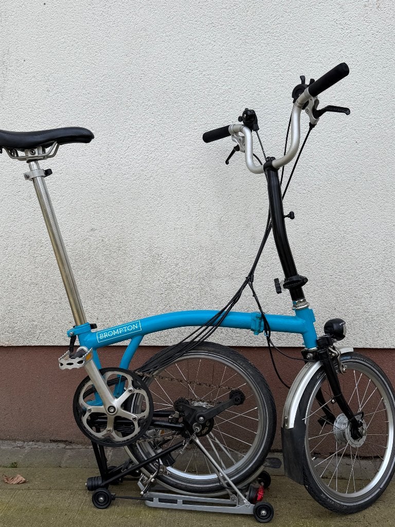Brompton Blue Lagoon H6R telescopisch zadel 6 versnellingen, Ophalen, Brompton, 14 tot 16 inch, Versnellingen