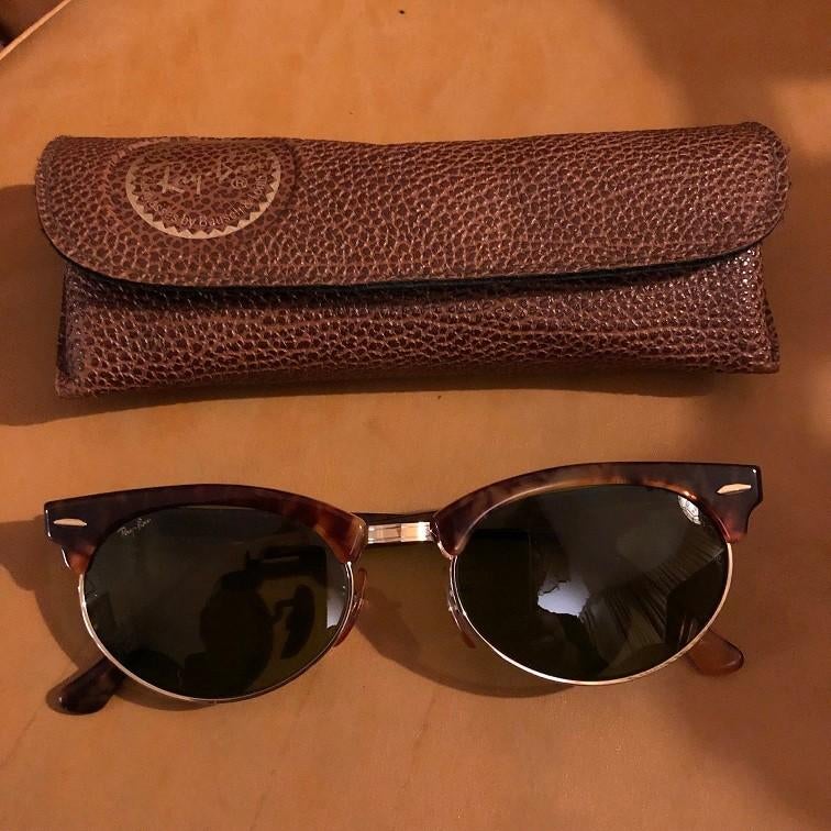 Vintage B&L Ray-ban Clubmaster Oval Max W1265 zonnebril OM1, Zonnebril, Bruin, Ophalen of Verzenden, Zo goed als nieuw