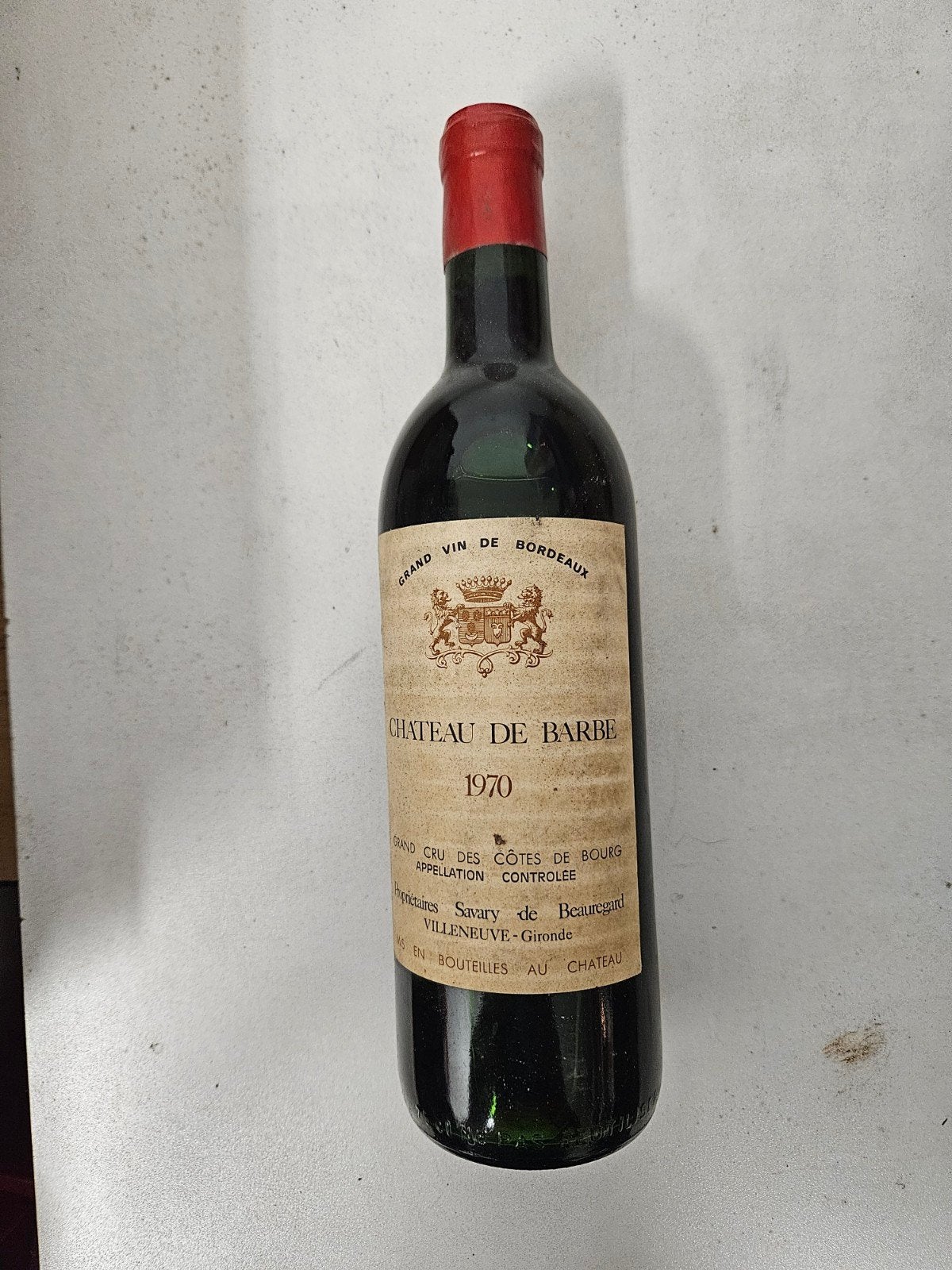 Château De Barbe Grand Cru des Côtes de Bourg 1970, Enlèvement