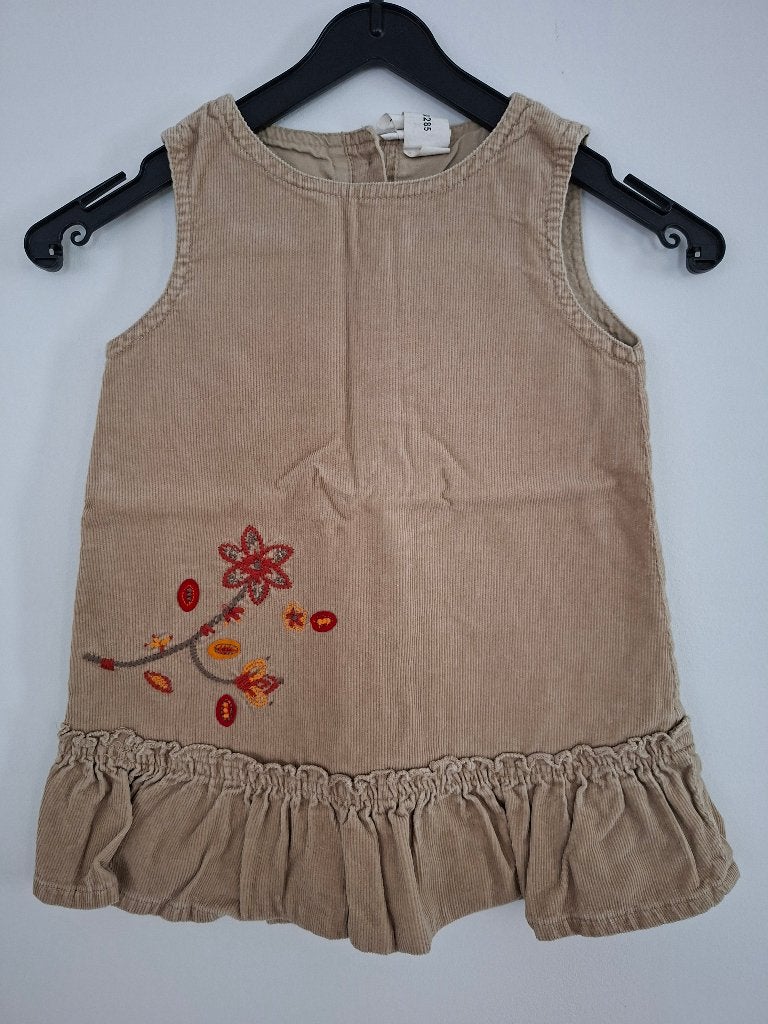 Beige fluwelen geborduurde jurk 18 maanden/80 cm, Ophalen, Gebruikt, Meisje, Jurkje of Rokje