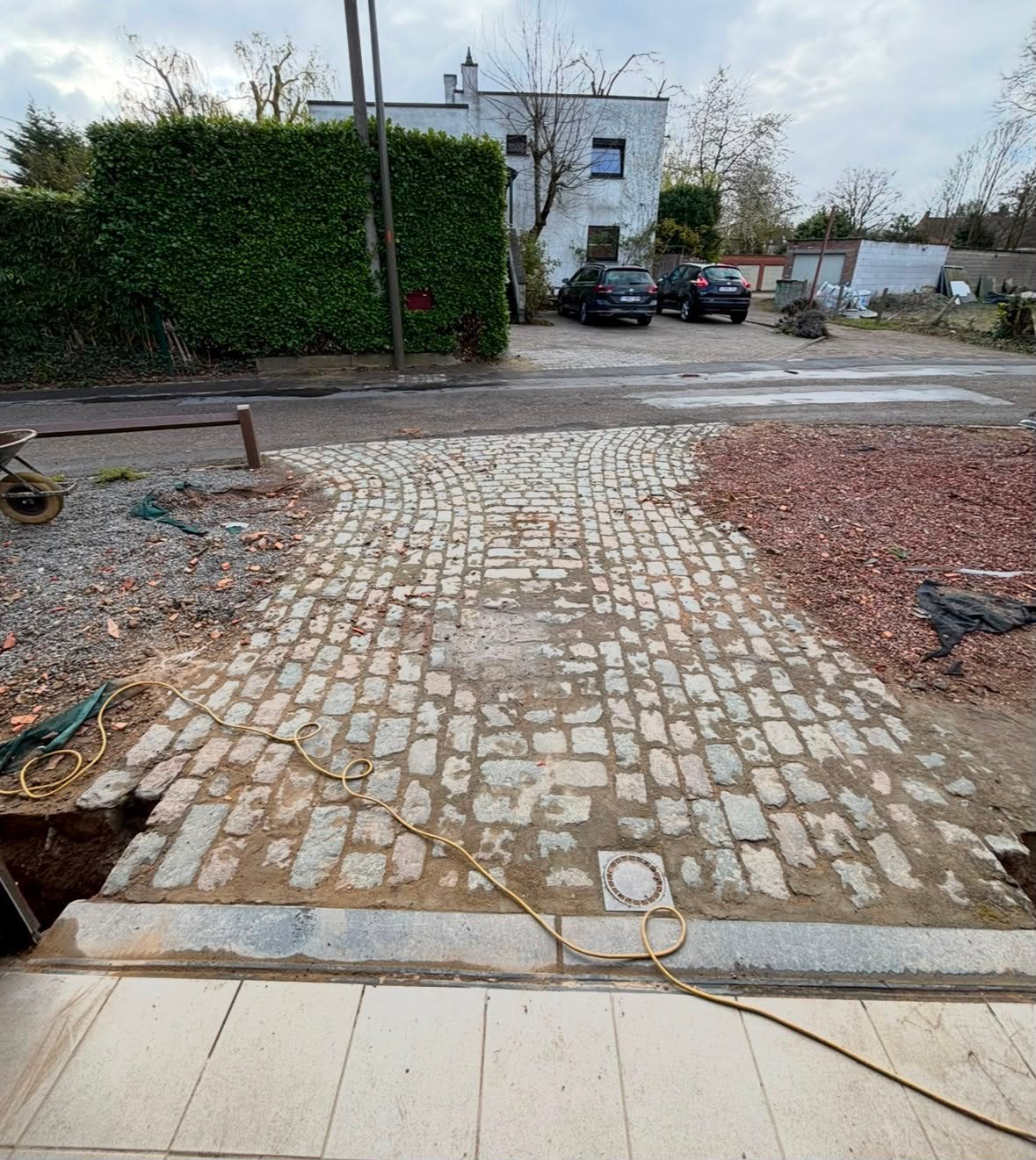 Grijze kasseien klinkers, Tuin en Terras, Ophalen, Gebruikt, Klinkers, Natuursteen