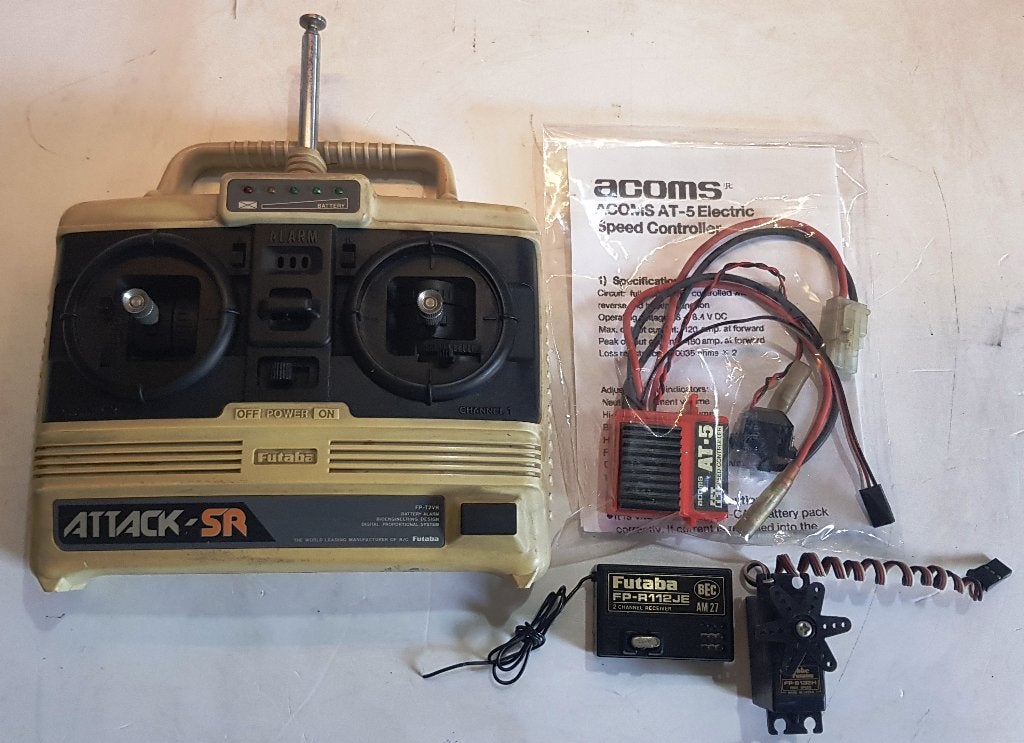 Ensemble émetteur Vintage Futaba Attack-SR + ESC Acoms AT-5, Échelle 1:10, Pièce, Utilisé, Électro