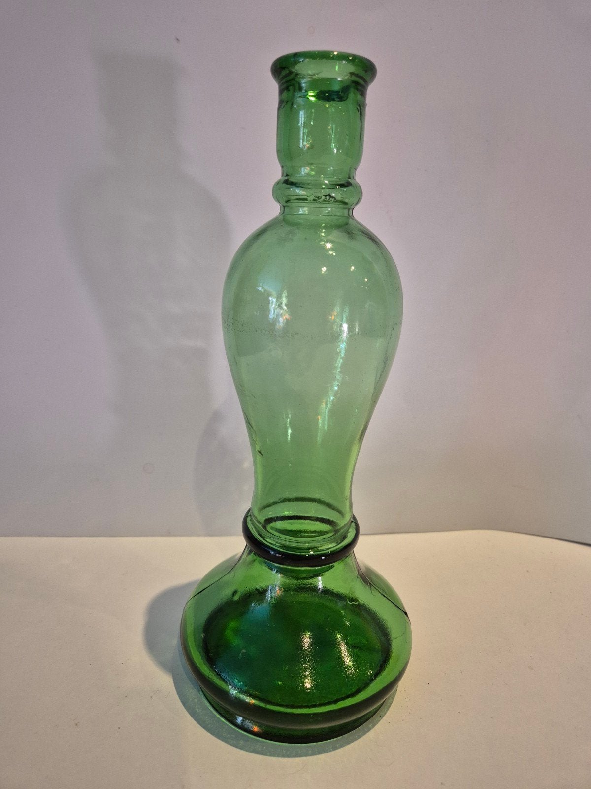 Vintage groene glazen vaas / solifleur – handgemaakt glas –, Huis en Inrichting, Woonaccessoires | Vazen, Groen, Glas, Ophalen of Verzenden