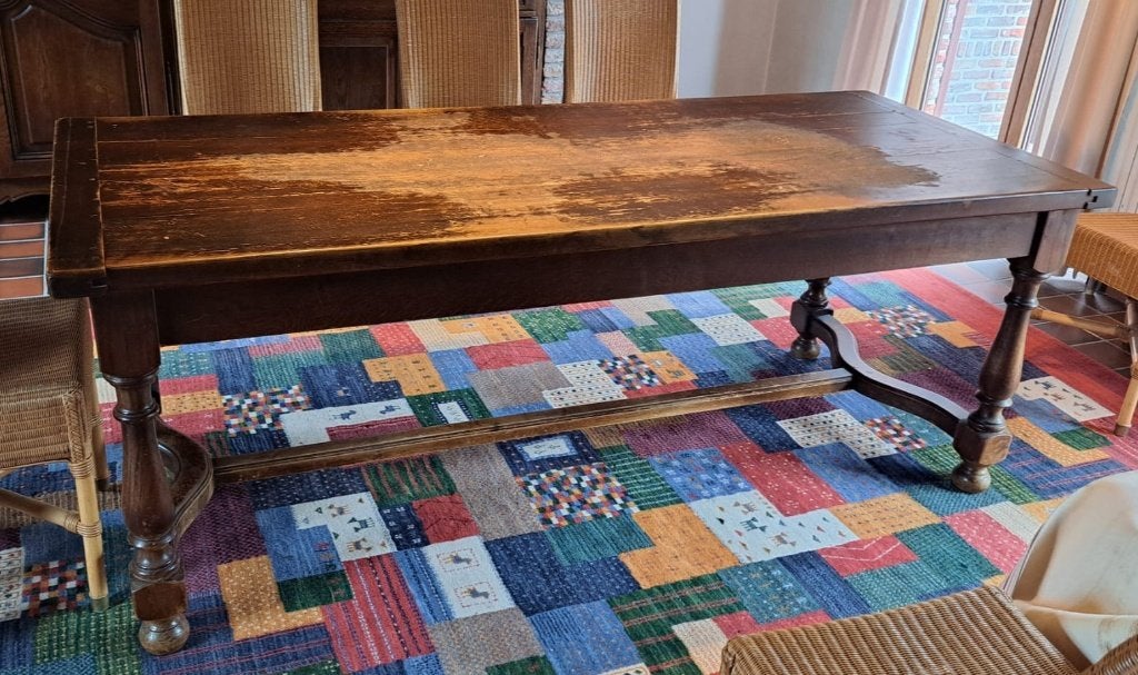 Mooie volhouten eiken eettafel (geschikt voor 8 personen), Ophalen, Gebruikt, 100 tot 150 cm, Klassiek