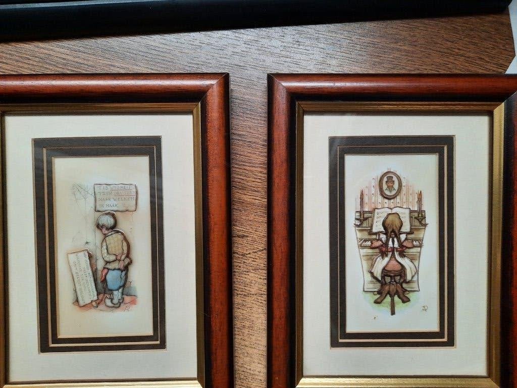 Œuvres 2X - Anton Pieck - Encadrées, Enlèvement ou Envoi, Comme neuf, Sous verre, Objet de décoration