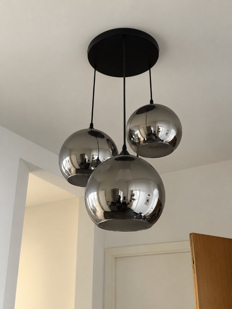 Luxe hanglamp met 3 glazen bollen, Ophalen, Zo goed als nieuw, Modern