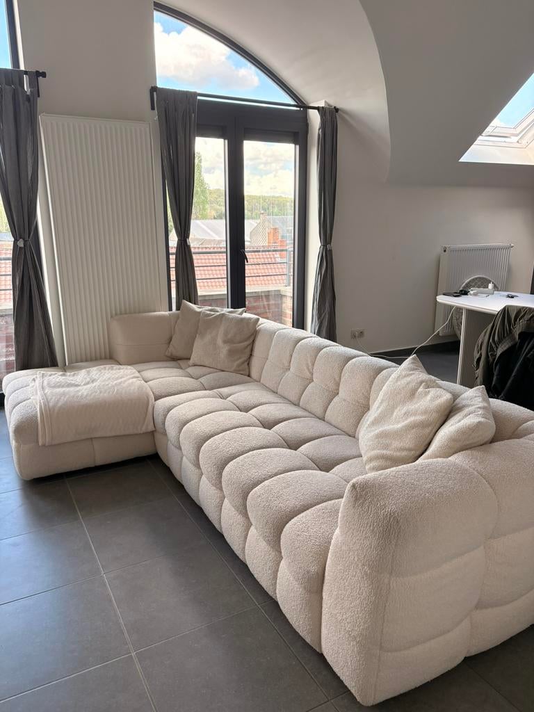 Canapé pilou blanc moderne design WEBA, Enlèvement, Comme neuf, Tissus, Moderne et design