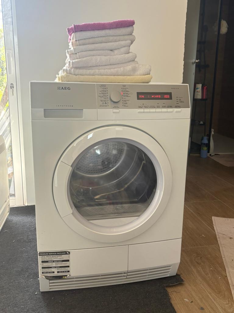 ✅AEG 8kg warmtepomp condens droogkast A+++, Ophalen, Zo goed als nieuw, Condens