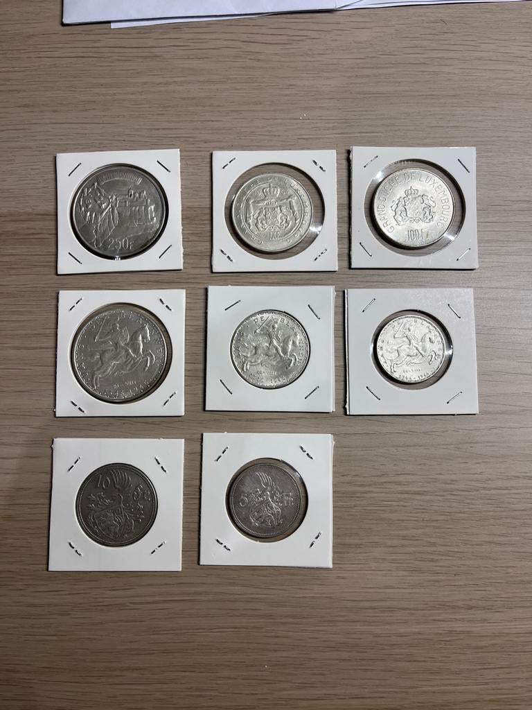 Lot de 8 pieces luxembourgeoises en argent, Enlèvement, Argent
